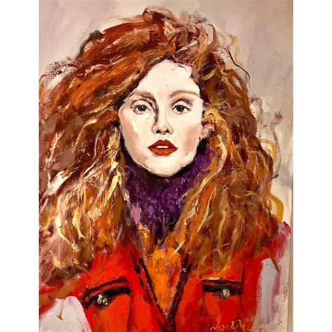 Ginger Contemporary Original Expressionist Portrait Painting By Sandy