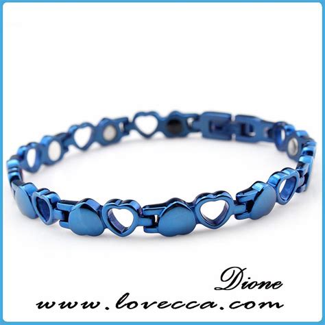 Blue Heart Shape Woman Stainless Steel Magnetic Bracelet Feel Free To