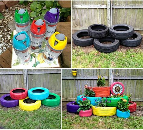 Colorful Tire Planter Idea Outdoor Ideas Pinterest Tire Planters