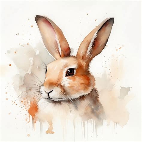 Wall Art Print Cute Watercolor Bunny Rabbit