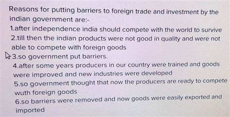 What Was The Reasons For Putting Barriers To Foreign Trade And Foreign Investment By The Indian
