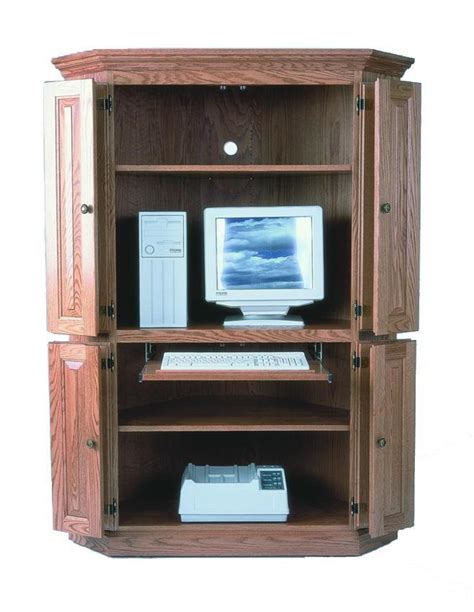 Hardwood Corner Computer Armoire From Dutchcrafters Amish Furniture