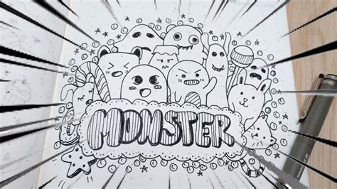 สอนวาดรูปการ์ตูนง่ายๆ น่ารักๆ Doodle Monsters Cartoon คู่มือการวาด