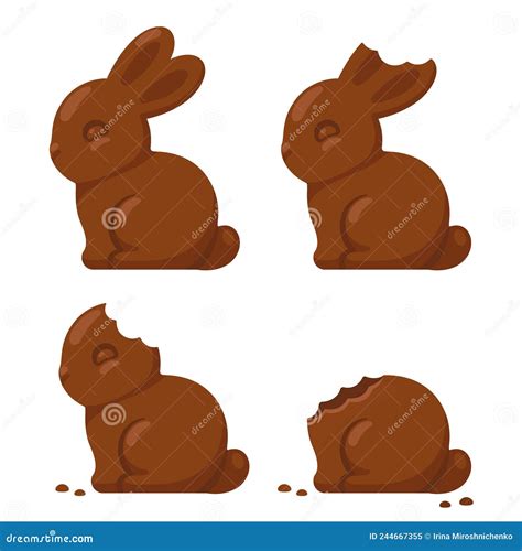 Cute Chocolate Bunny Being Eaten Cartoon Vector 244667355