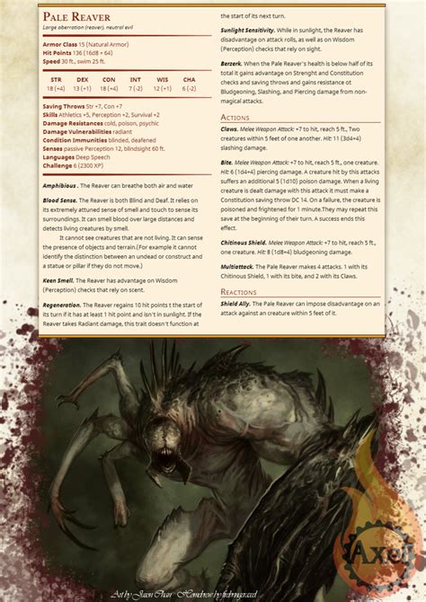 Firebringeraxels Creations — The Pale Reaver The Much Larger Cousin