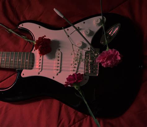 Guitar Roses And Tumblr Image Red Aesthetic Aesthetic Grunge