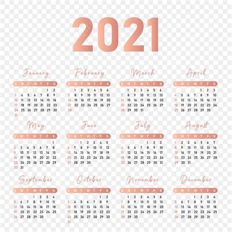 Gradient Pink 2021 Calendar Gradient Pink 2021 Png And Vector With