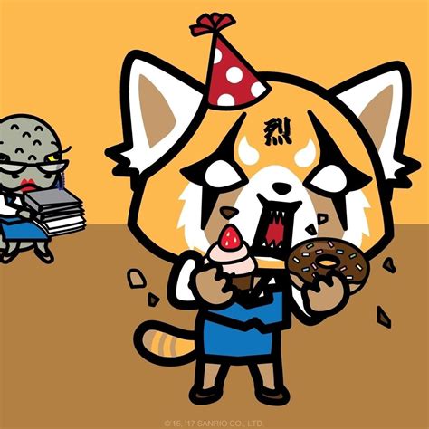 aggretsuko aggretsuko birthday today cupcakes donuts and no work please pokemon