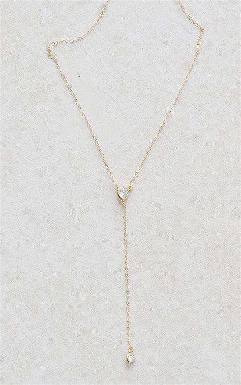 Cz Lariat Necklace Sparkle Lariat Gold Y Necklace Diamond Etsy