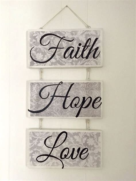 I do wish that it came with a card to explain each of. Wall decor sign, Faith Hope Love sign by MaryWarmth on ...