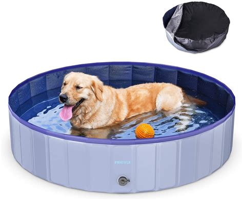 Foldable Dog Pool With Pool Cover 48 Portable Dog Pet Pool Bathing Tub