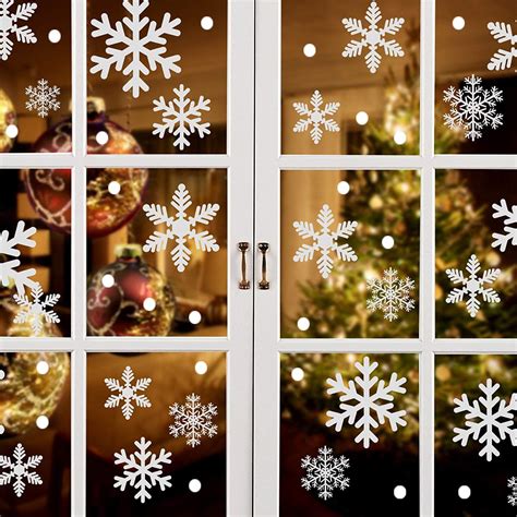 Aszkj Christmas Snowflake Window Stickers Clings