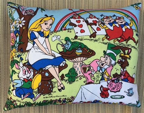 Alice In Wonderland Vintage 1950s Disney Fabric Cushion Handmade By