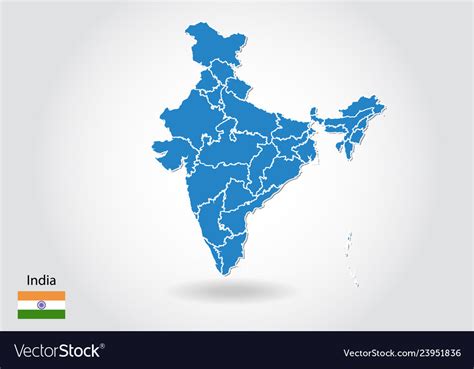 India Map Design With 3d Style Blue Map Royalty Free Vector