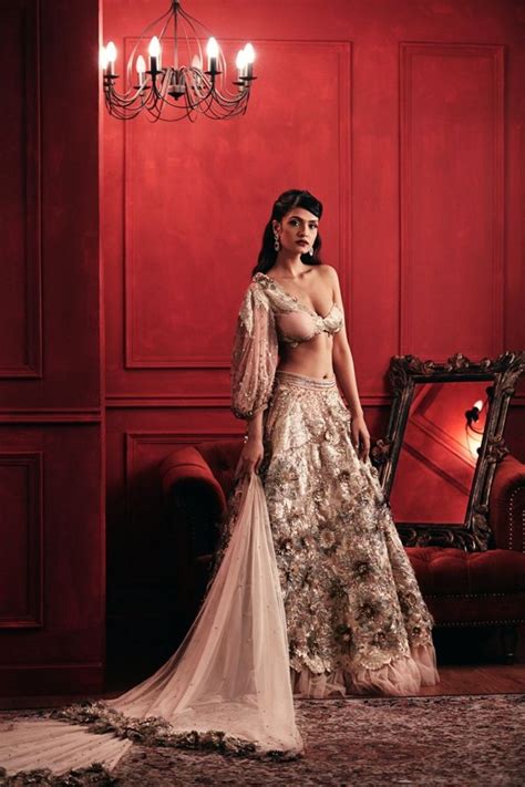Bridaltrunk Online Indian Multi Designer Fashion Shopping Gold Embellished Tulle Lehenga Set
