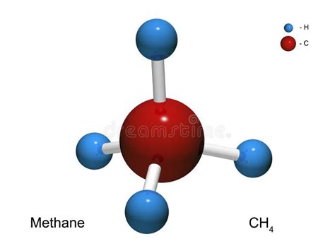 Isolated 3d Model Of A Molecule Of Methane Stock Illustration