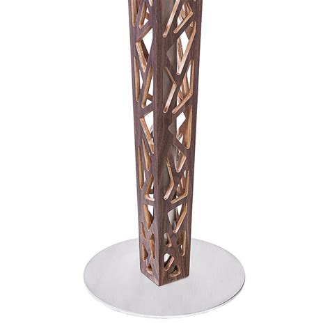 Armen Living Crystal Bar Table With Walnut Veneer Column And Brushed Stainless Steel Finish With