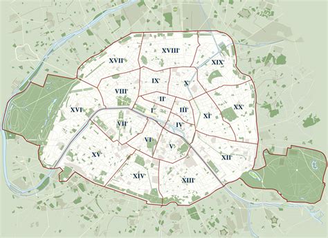 Map Of Paris 20 Boroughs Arrondissements And Districts