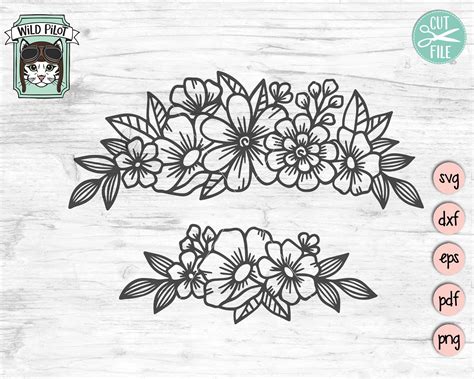 Flower Svg Files Flower Border Svg Floral Svg Files Flower Etsy