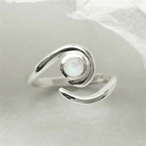 Sterling Silver Moonstone Spiral Adjustable Ring Martha Jackson