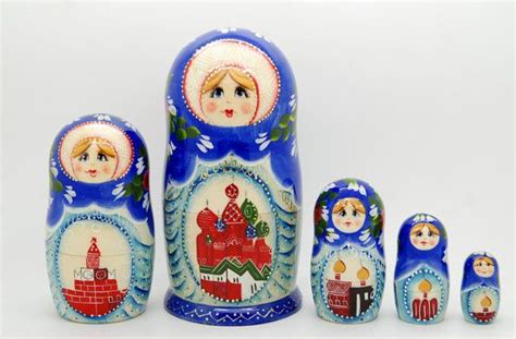 5 Authentic Russian Nesting Dolls With Russian By Artmatryoshka 4990