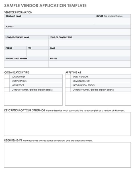 Free Vendor Application Forms And Templates Smartsheet