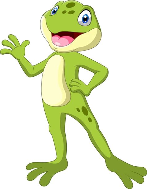 Premium Vector A Cute Cartoon Frog Waving