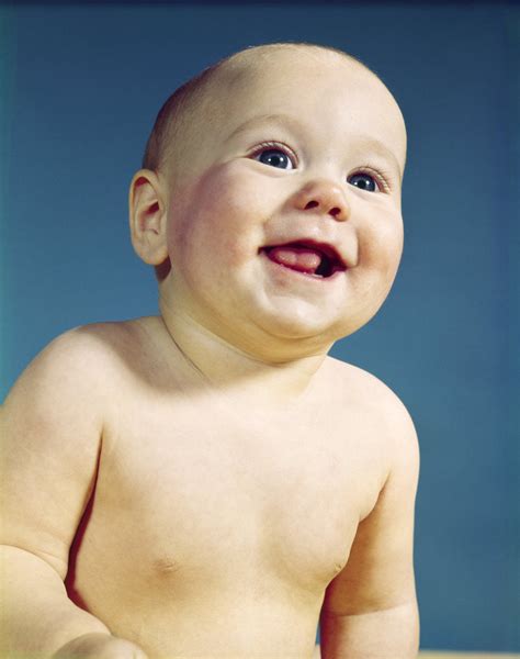 1960s Baby Bald Smiling Portrait Eager Happy Facial Expression Posters