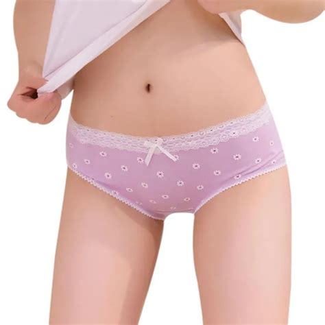 Sweet Style Girls Cute Sexy Underwear Panties Floral Print Panties Cotton Briefs Fashion Lace