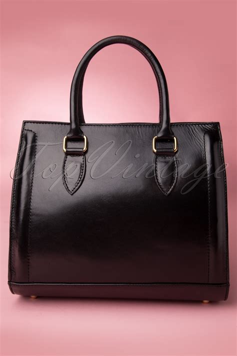 60s Classy Black Leather Handbag