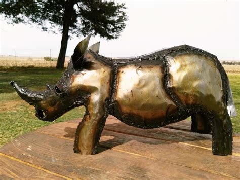 African Rhino Metal Sculpture By Fineafricanarts On Etsy