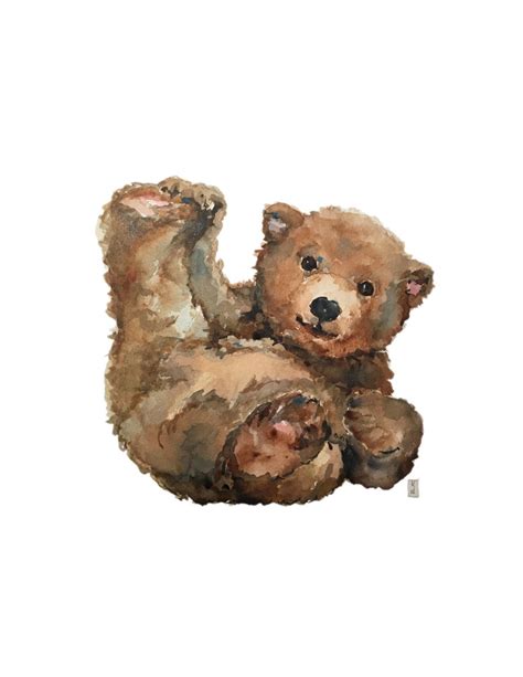 Baby Bear Watercolor Print Woodland Animals Nursery Art Art For Baby