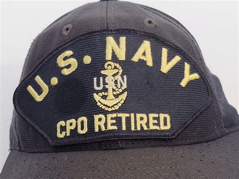 Us Navy Cpo Retired Black Ball Cap Hat Patch Military Gem