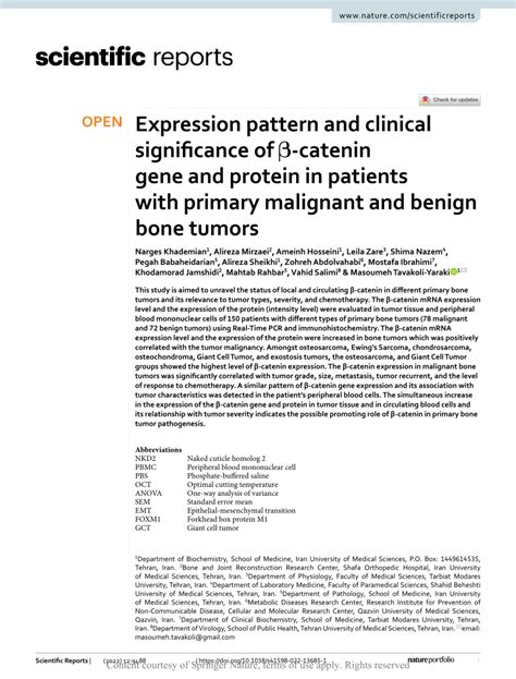 PDF Expression pattern and clinical significance of β catenin gene