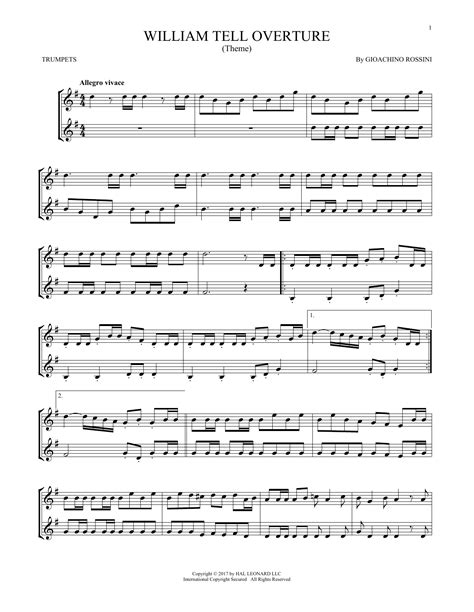 G Rossini William Tell Overture Sheet Music Pdf Notes Chords