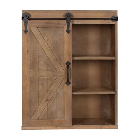 Kate And Laurel Cates Wood Decorative Cabinet With Sliding Barn Door