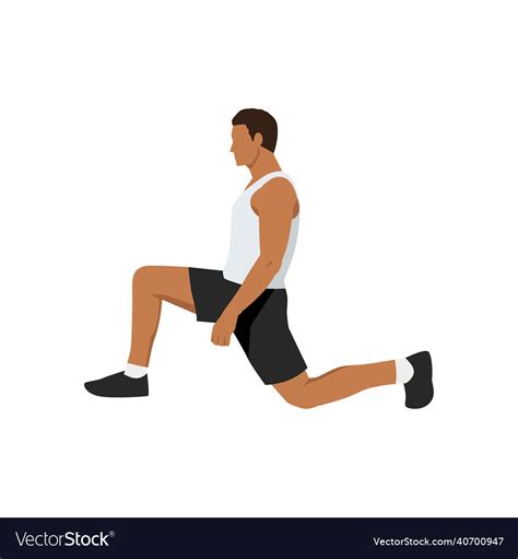 Man Doing Half Kneeling Hip Flexor Stretch Vector Image