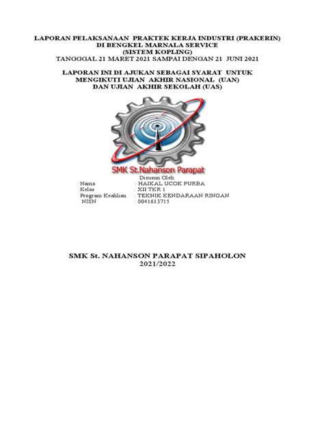 Contoh Laporan Prakerin Tkr Lengkapdocx Pdf