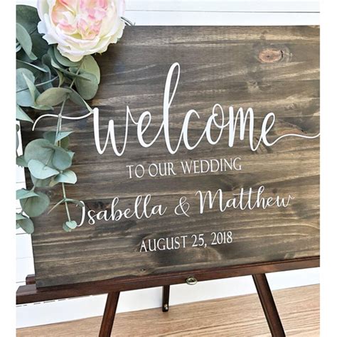 Custom Wedding Welcome Sign Woodrustic Welcome Sign With Bride And Groom