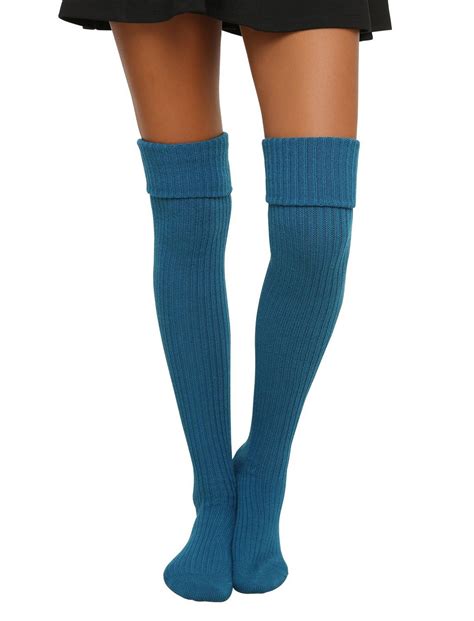 turquoise over the knee sweater socks hot topic