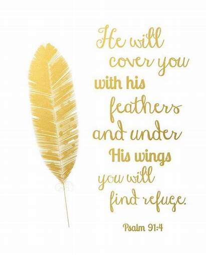 Bible Verse Feather Scripture Psalm Gold Wall