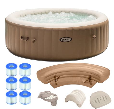 Intex Pure Spa 6 Person Inflatable Portable Hot Tub Ultimate Bundle Package
