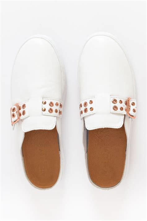 Varga White Leather Buckle Mule In 2022 Leather Buckle Leather