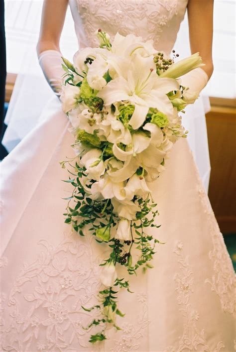 Gorgeous Cascading Wedding Bouquet Which Includes White Casablanca