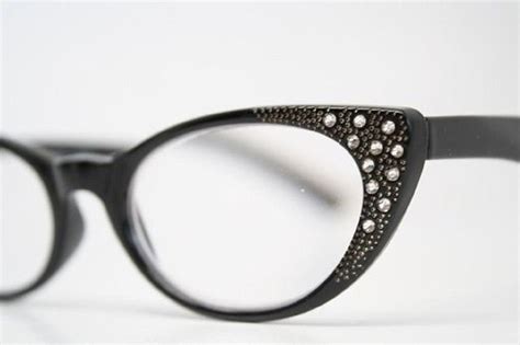 rhinestone cat eye womens reading glasses 2 75 black carrying case included click image to
