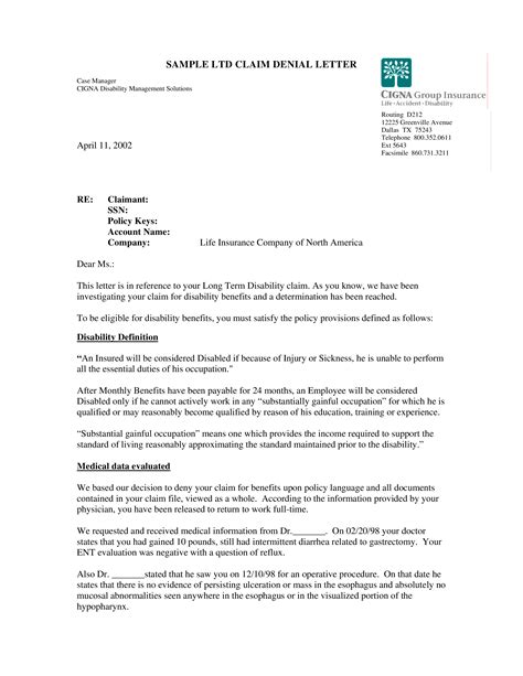 Sign and date the unemployment denial appeal letter template. Claim Denial Letter | Templates at allbusinesstemplates.com