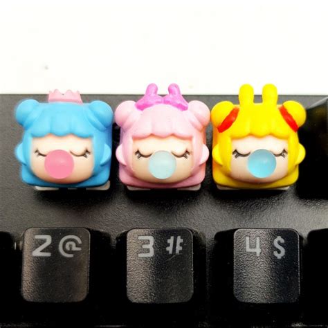 Re Zero Anime Keycaps 3 Colors Handmade Keycap For Little Girl Blowing