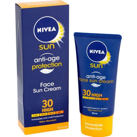 Nivea Sun Anti Age Protection Face Sun Cream Spf 30 High 50ml Wilko