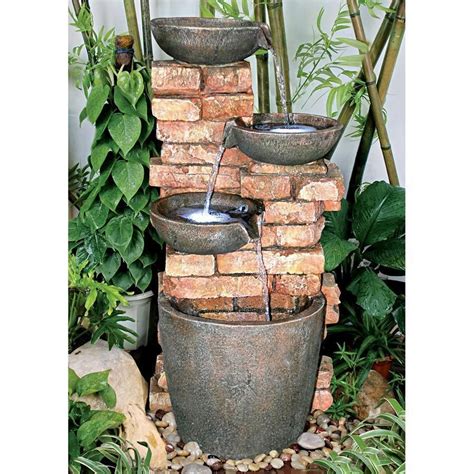 Stacked Bricks Cascading Garden Fountain In 2021 Water Fountains