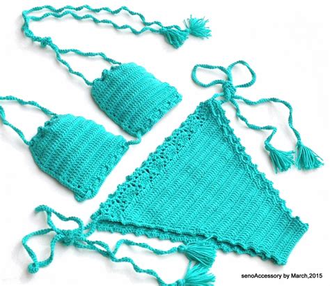 Turquoise Women Swimwear Crochet Bikini Top Bikini Bottom Etsy